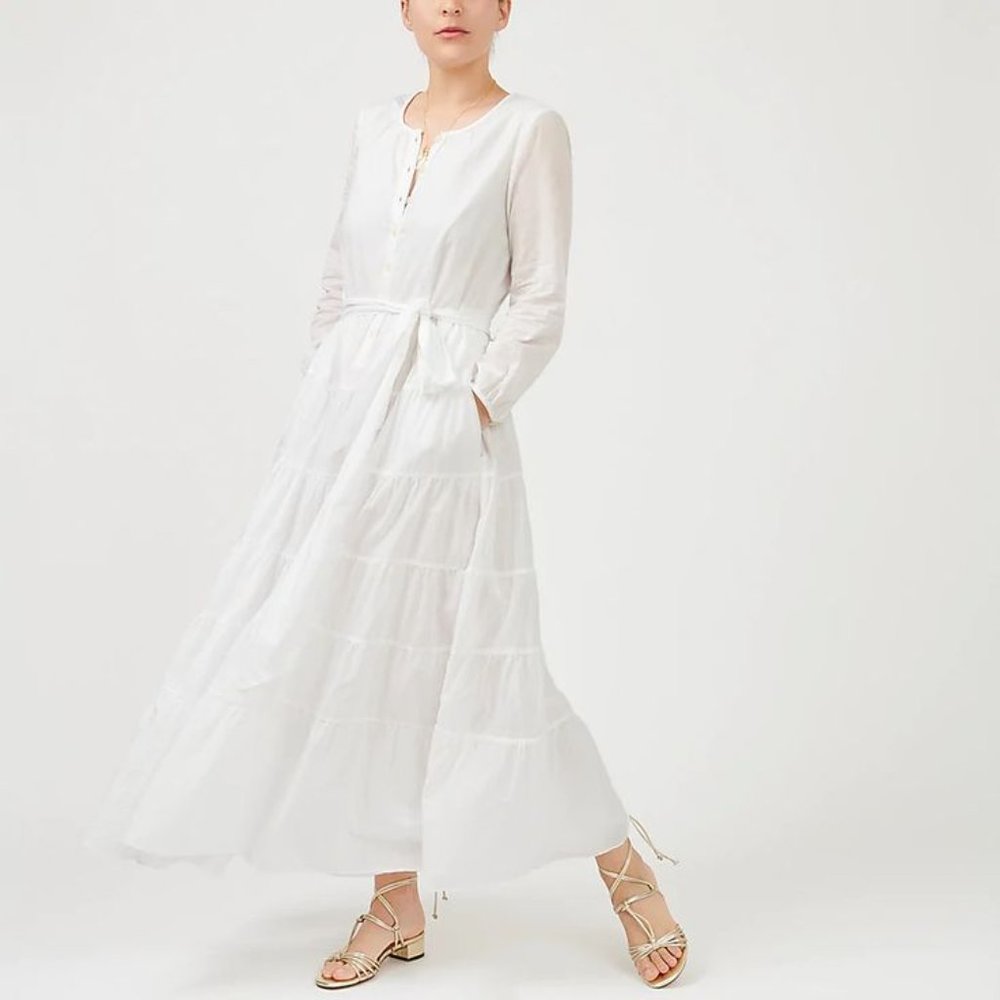 LAST CHANCE * J. Crew Belted button-up maxi dress, White